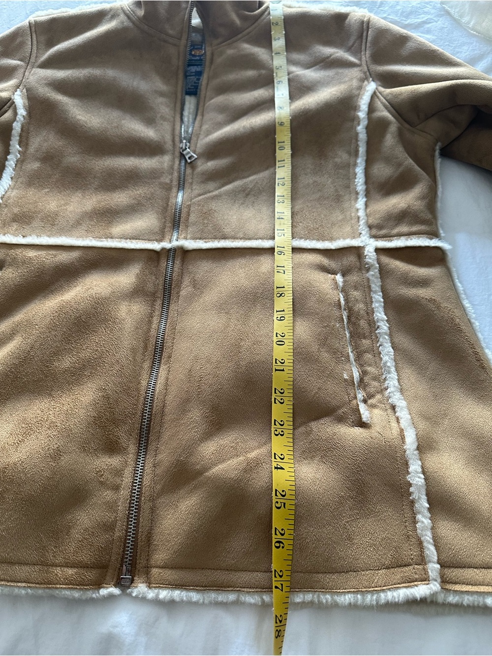 Route 66 Tan Teddy Shearling Zip Jacket, size large - Picture 11 of 13